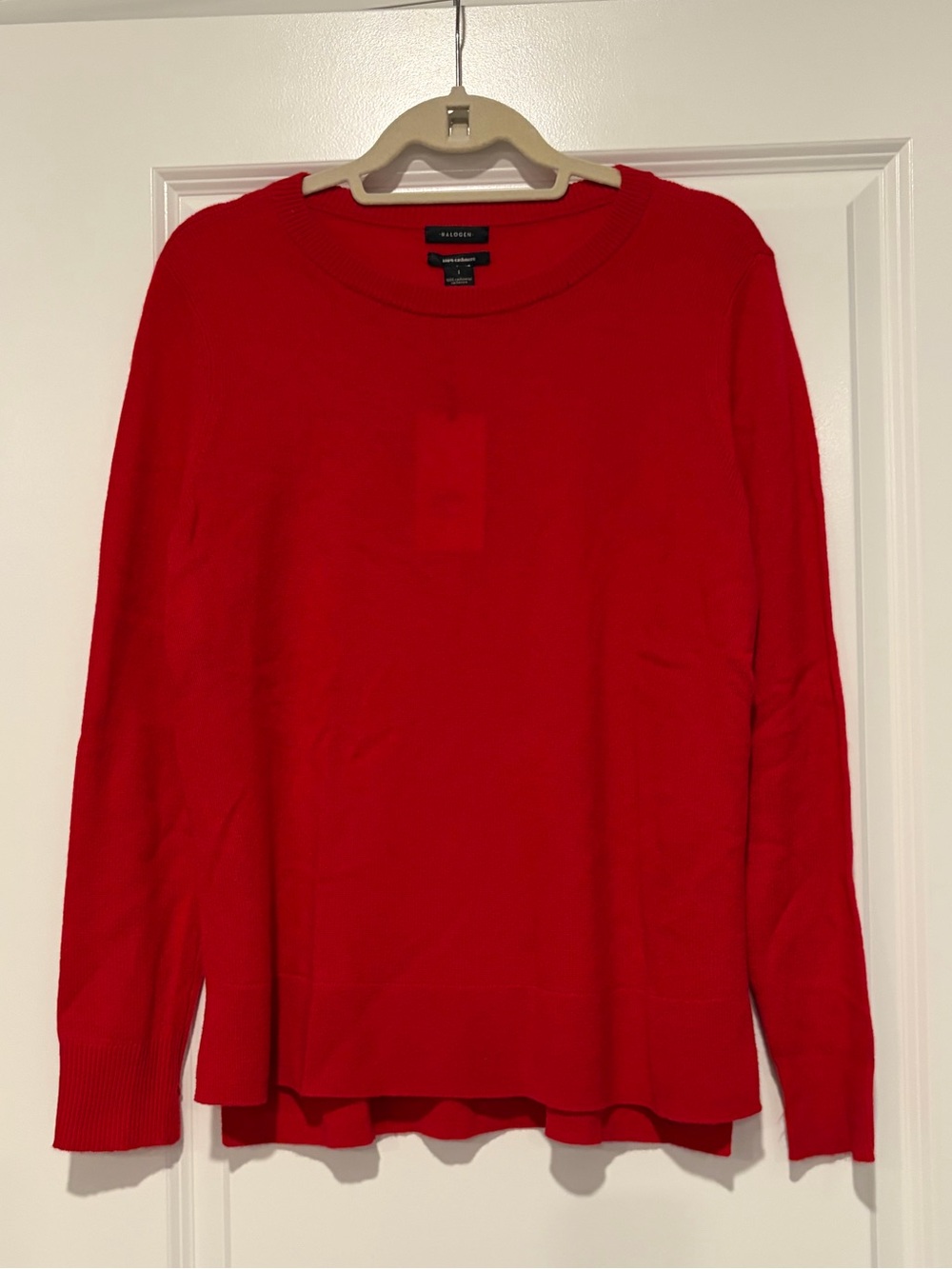Halogen Bright Red Cashmere Crewneck Sweater